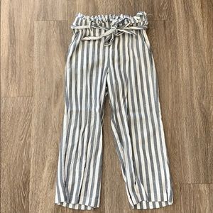 High-rise linen striped pants